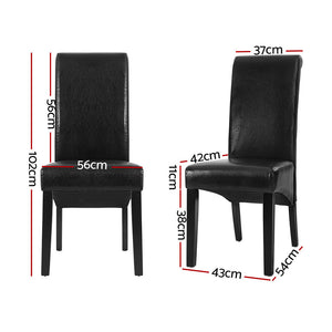 Artiss Dining Chairs | Set of 2 | Leather Parsons Chair | Black