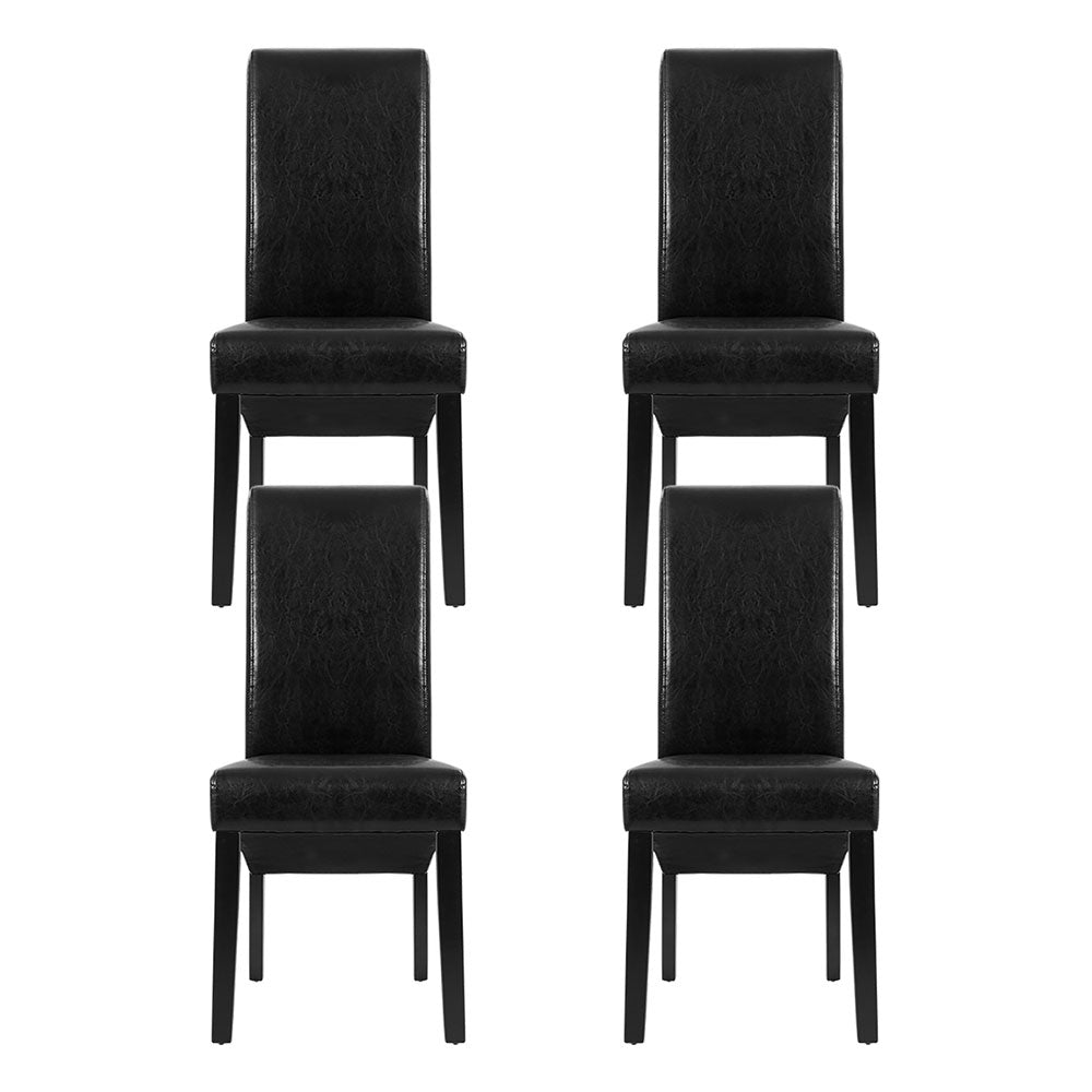 Artiss Dining Chairs | Set of 2 | Leather Parsons Chair | Black