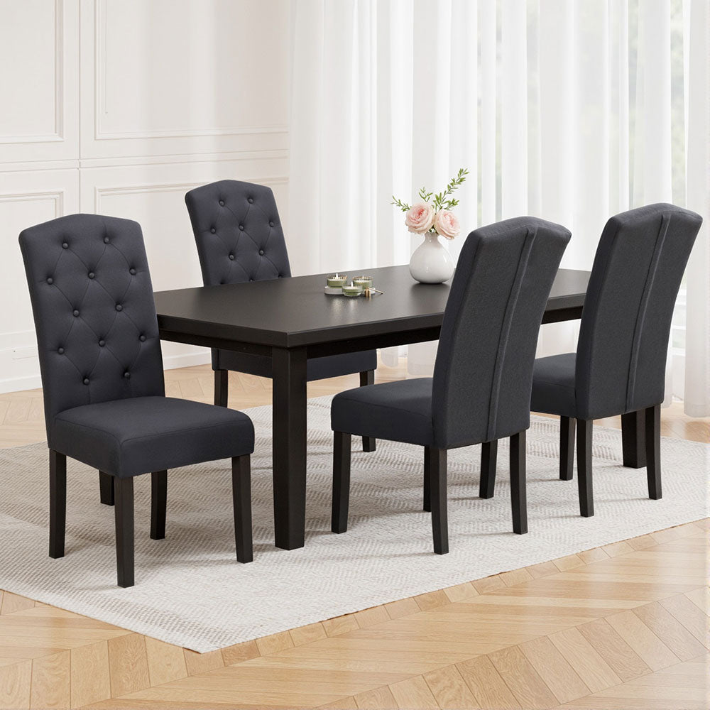 Artiss Dining Chairs | Set of 4 | Linen Parsons Chairs | Dark Grey