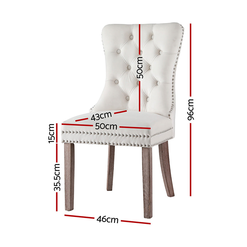 1 Set of 2 Artiss Dining Chairs | Beige Velvet