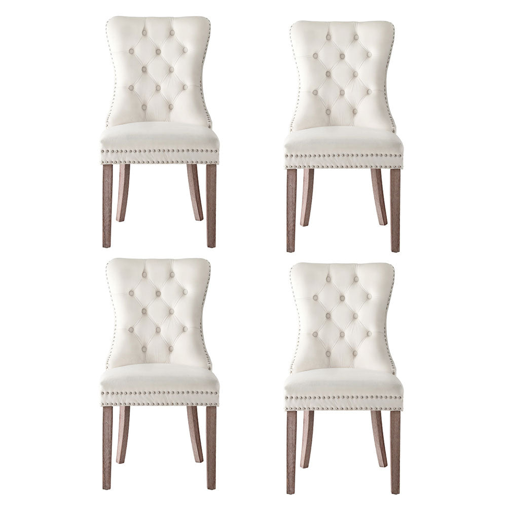 Artiss Dining Chairs | Set of 4 | Velvet | Beige