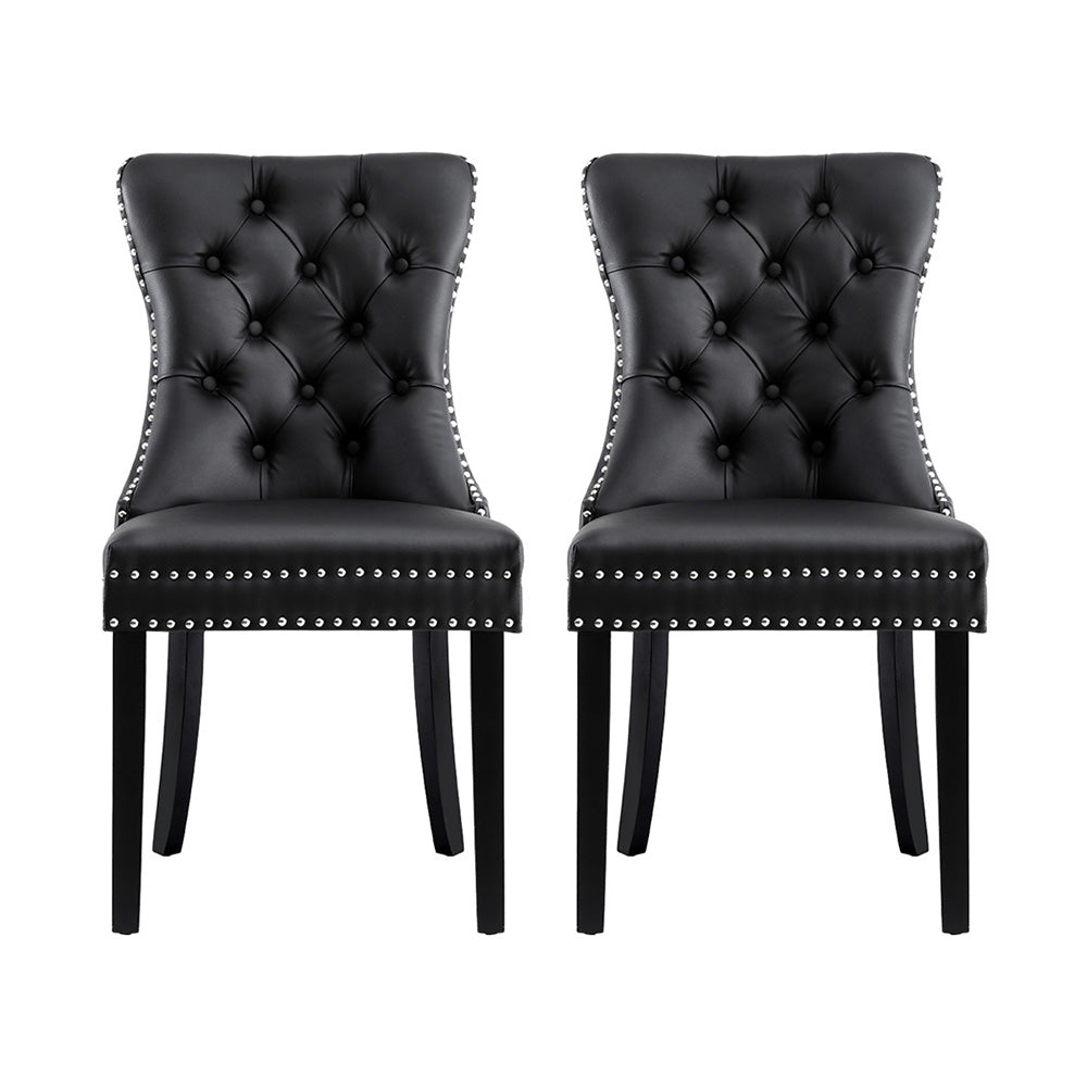 1 Set of 2 Artiss Dining Chairs | Black Leather