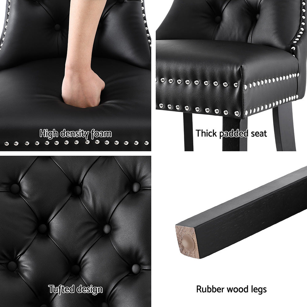 1 Set of 2 Artiss Dining Chairs | Black Leather