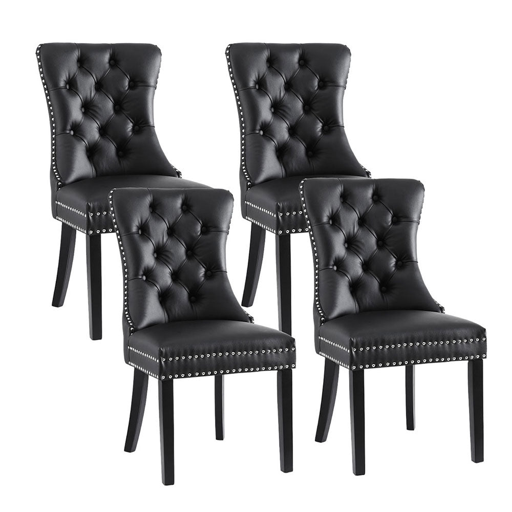 Artiss Dining Chairs | Set of 4 | Leather | Black