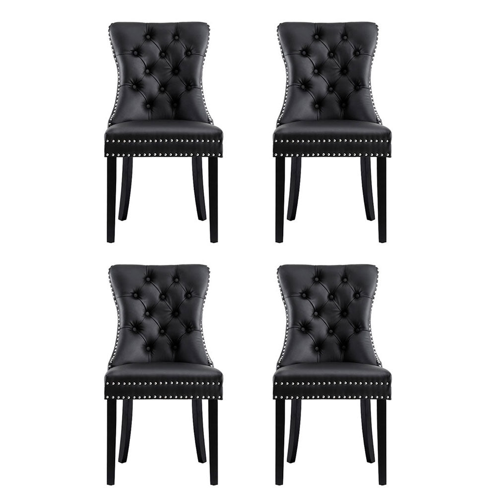Artiss Dining Chairs | Set of 4 | Leather | Black