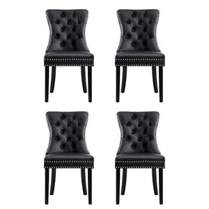Artiss Dining Chairs | Set of 4 | Leather | Black