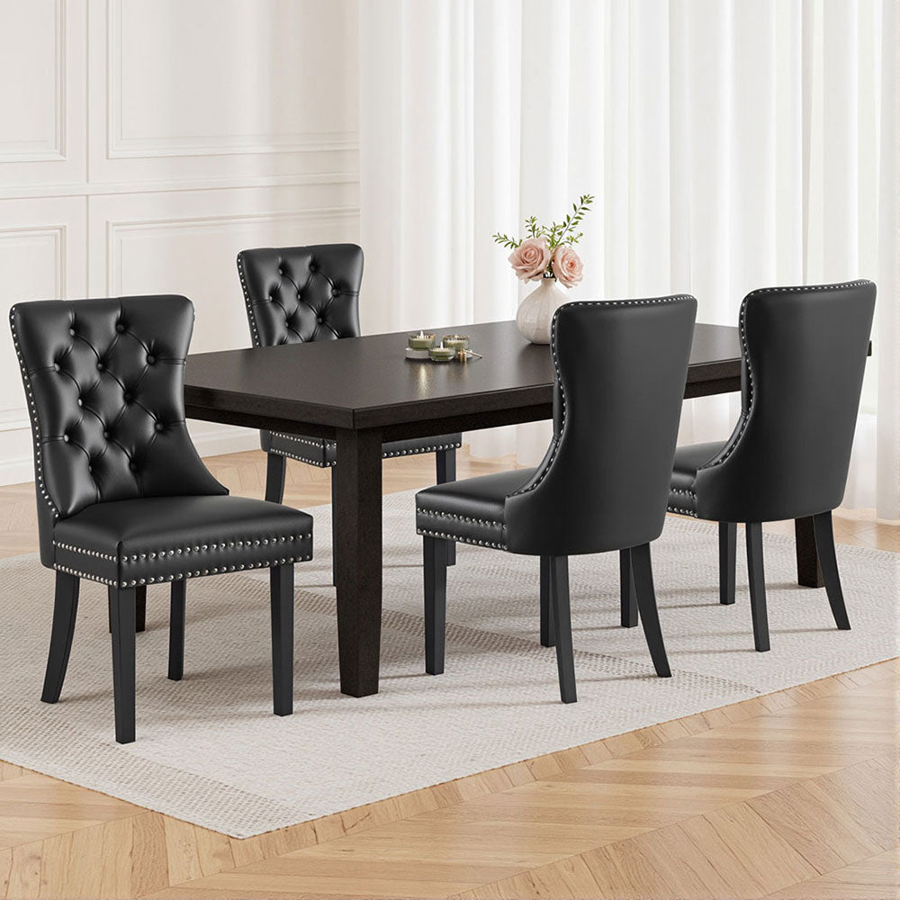 Artiss Dining Chairs | Set of 4 | Leather | Black