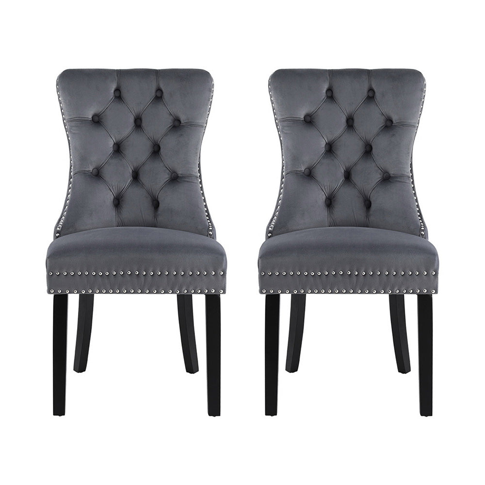 1 Set of 2 Artiss Dining Chairs | Grey Velvet