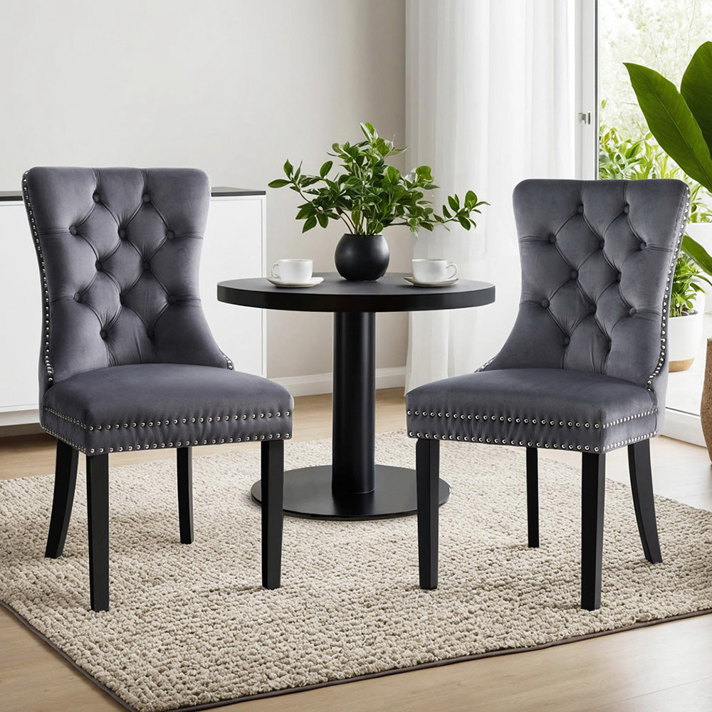 1 Set of 2 Artiss Dining Chairs | Grey Velvet