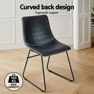 PU Leather Retro Accent Chairs Set 4pc | Black (Version B)