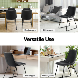 PU Leather Retro Accent Chairs Set 4pc | Black (Version B)
