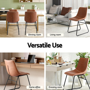 Dining Chairs Set 2pc | Retro Style | PU Leather | Brown