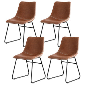 PU Leather Retro Cafe Chairs Set 4pc | Brown (Version B)
