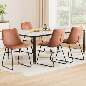 PU Leather Retro Cafe Chairs Set 4pc | Brown (Version B)