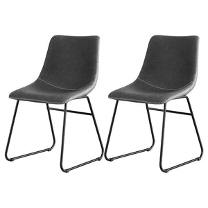 Dining Chairs Set 2pc | Retro Style | PU Leather | Grey