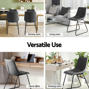 Dining Chairs Set 2pc | Retro Style | PU Leather | Grey