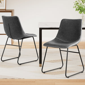 Dining Chairs Set 2pc | Retro Style | PU Leather | Grey
