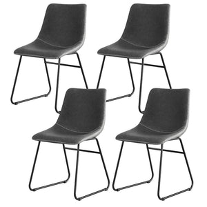 PU Leather Retro Dining Chairs Set 4pc | Grey (Style 2)