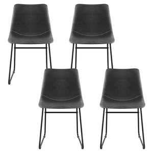PU Leather Retro Dining Chairs Set 4pc | Grey (Style 2)
