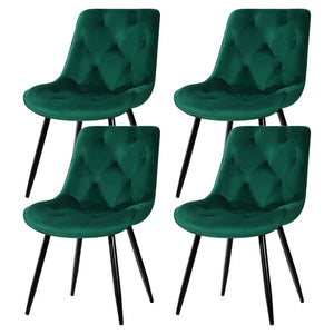 Artiss Dining Chairs | Set of 4 | Velvet Diamond Tufted | Green