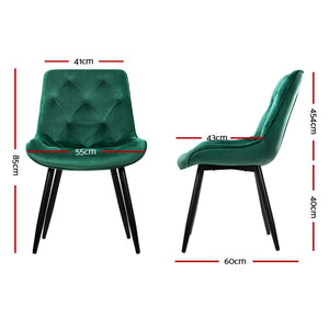 Artiss Dining Chairs | Set of 4 | Velvet Diamond Tufted | Green