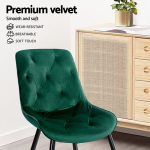 Artiss Dining Chairs | Set of 4 | Velvet Diamond Tufted | Green