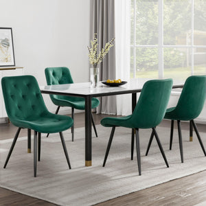 Artiss Dining Chairs | Set of 4 | Velvet Diamond Tufted | Green