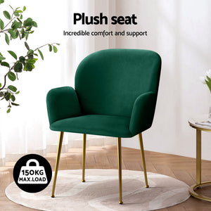 Dining Chairs Set 4pc | Velvet Armchairs | Green