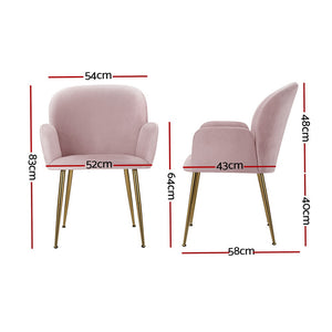 Dining Chairs Set 4pc | Velvet Armchairs | Pink