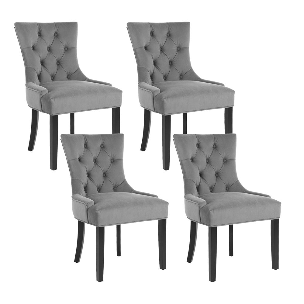 Artiss Dining Chairs | Set of 4 | Velvet | French Provincial | Grey