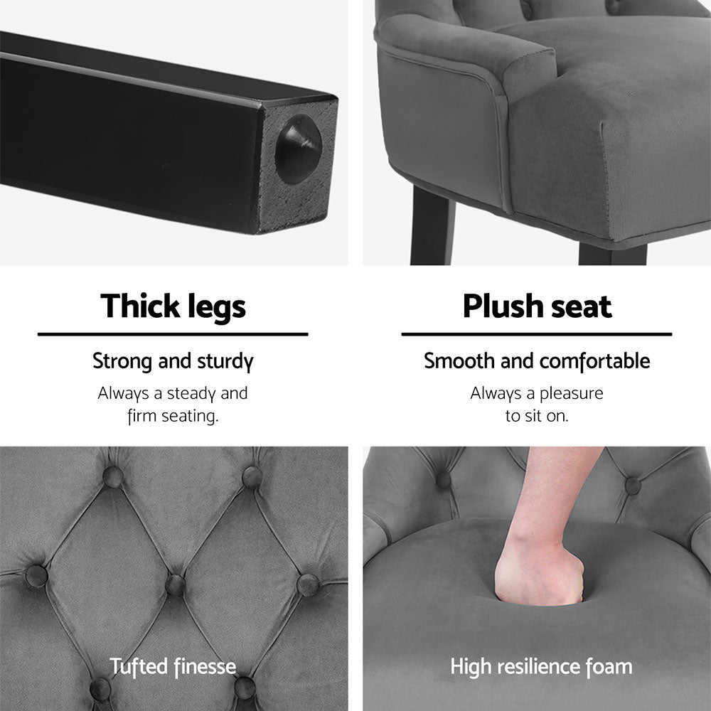 Artiss Dining Chairs | Set of 4 | Velvet | French Provincial | Grey