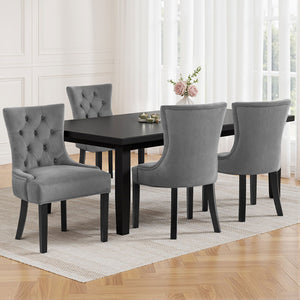Artiss Dining Chairs | Set of 4 | Velvet | French Provincial | Grey