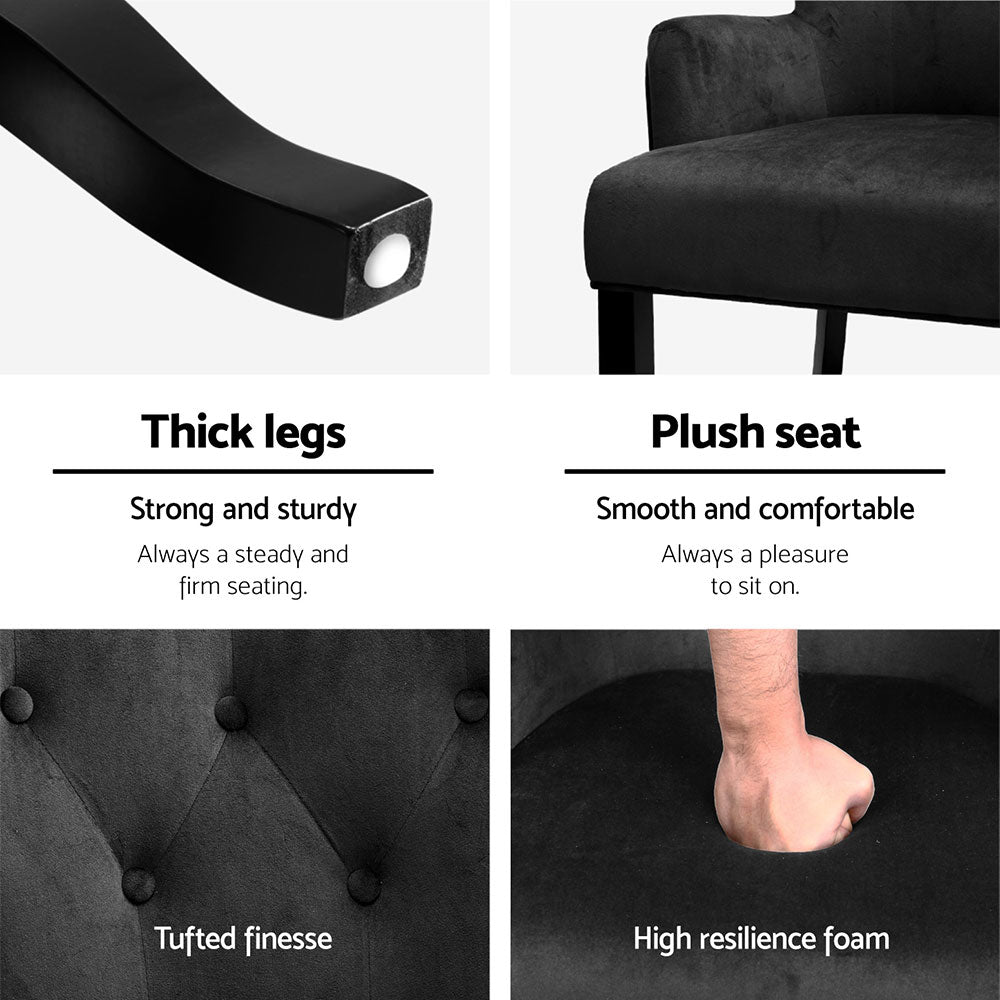 Artiss Dining Chairs | 2X | Velvet French Provincial Armchair | Black