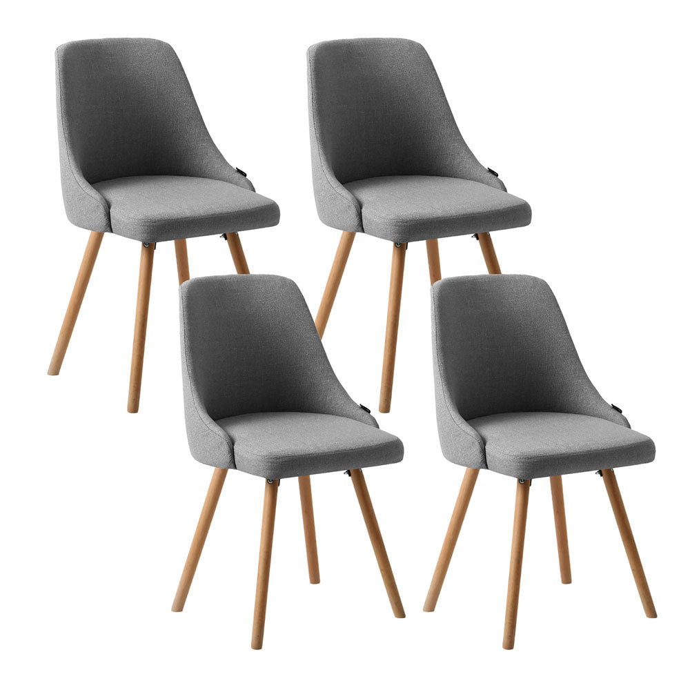 Artiss Dining Chairs | Set of 4 | Fabric | Wooden | Grey