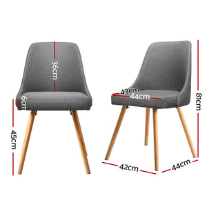 Artiss Dining Chairs | Set of 4 | Fabric | Wooden | Grey