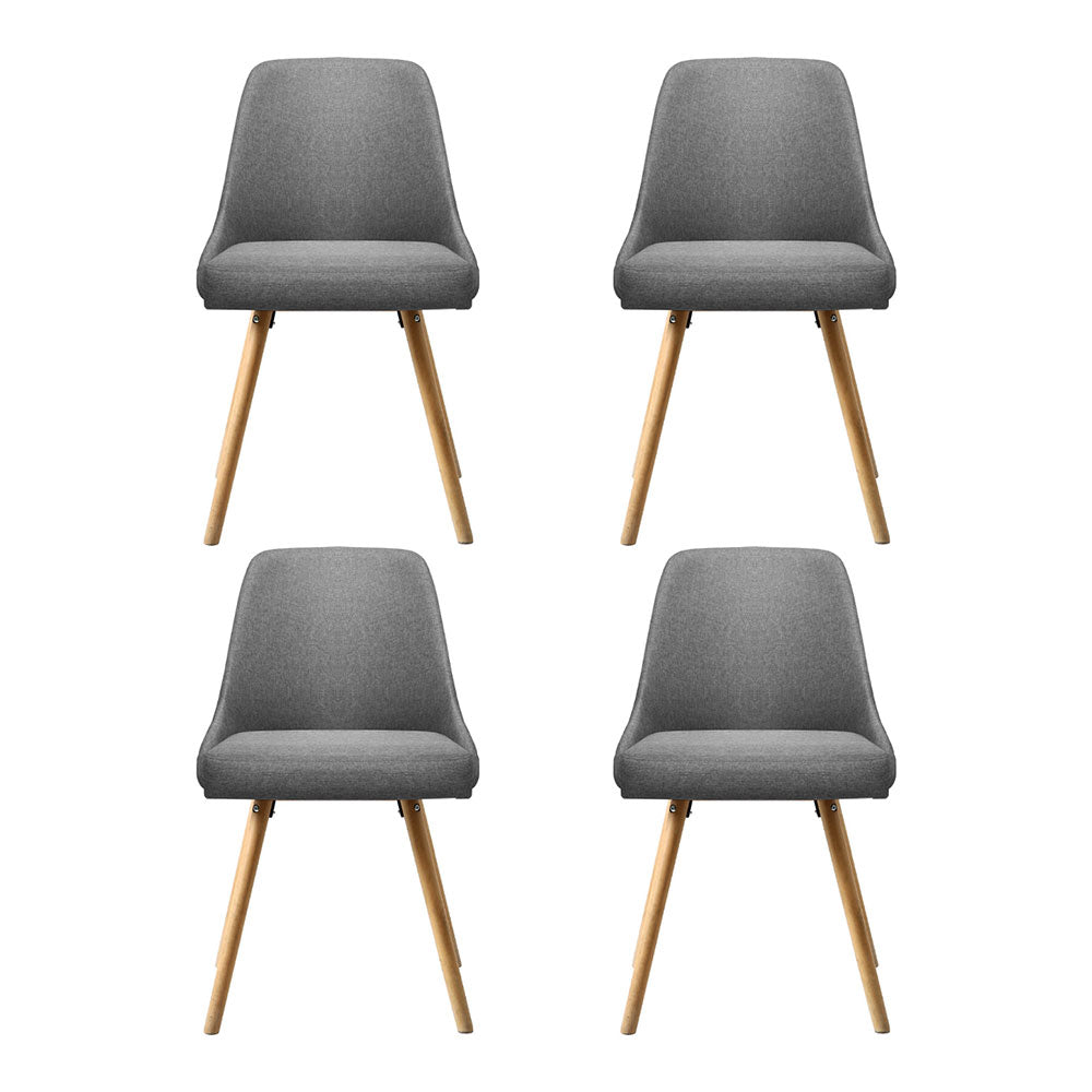 Artiss Dining Chairs | Set of 4 | Fabric | Wooden | Grey