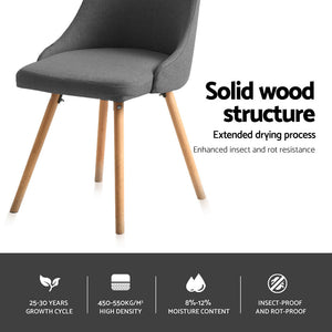 Artiss Dining Chairs | Set of 4 | Fabric | Wooden | Grey