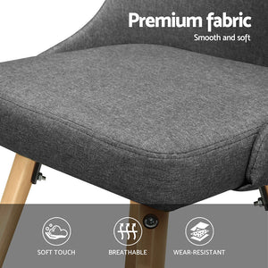 Artiss Dining Chairs | Set of 4 | Fabric | Wooden | Grey