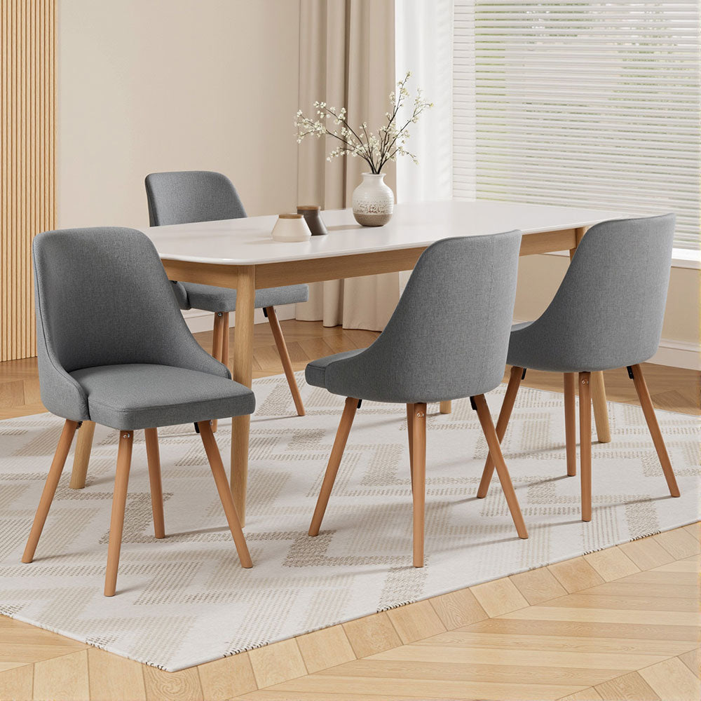 Artiss Dining Chairs | Set of 4 | Fabric | Wooden | Grey