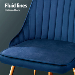 Dining Chairs Set 4pc | Velvet Channel Tufted | Blue