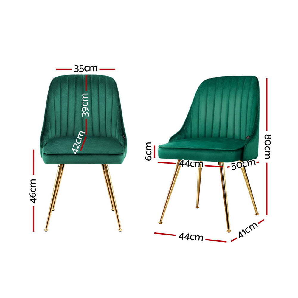 Dining Chairs Set 4pc | Channel Tuft Velvet Chairs | Green