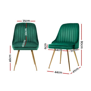 Dining Chairs Set 4pc | Channel Tuft Velvet Chairs | Green
