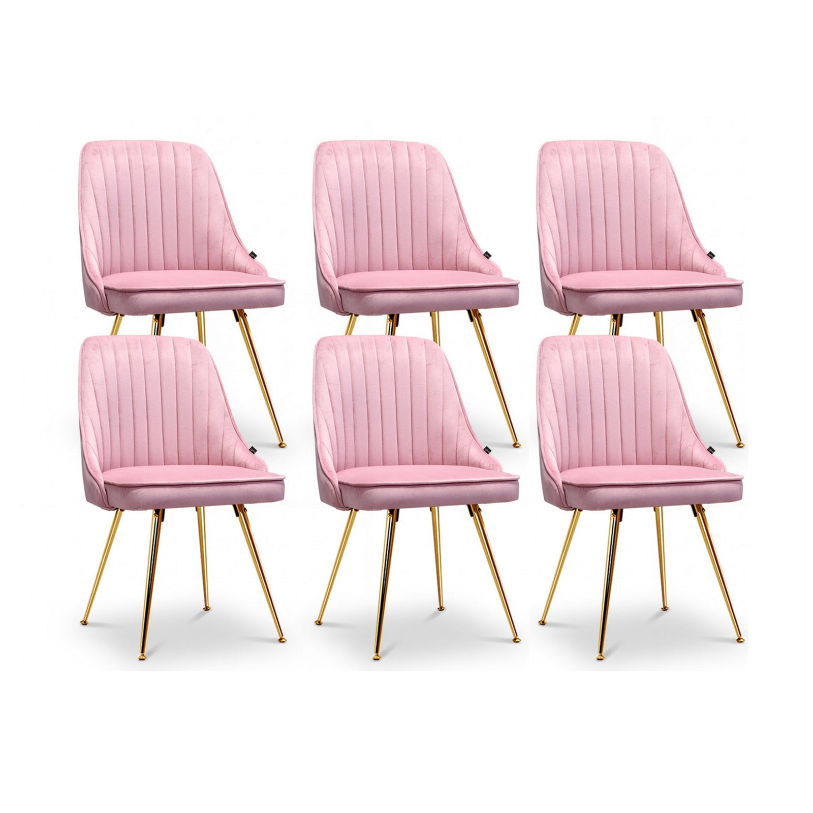 Dining Chairs | 6 Pack | Velvet Channel Tufted Chairs | Pink