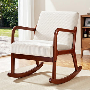 Rocking Chair | Nursing Armchair | Corduroy Fabric | Beige