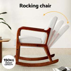 Rocking Chair | Nursing Armchair | Corduroy Fabric | Beige