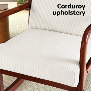 Rocking Chair | Nursing Armchair | Corduroy Fabric | Beige