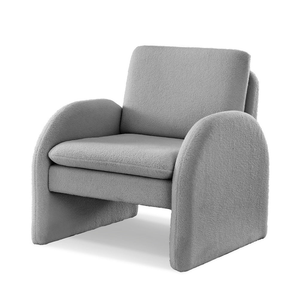 Boucle Tub Accent Chair | Curved Arms | Grey