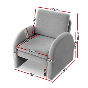 Boucle Tub Accent Chair | Curved Arms | Grey