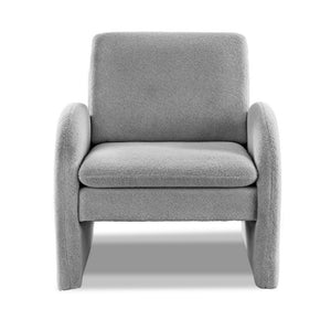 Boucle Tub Accent Chair | Curved Arms | Grey
