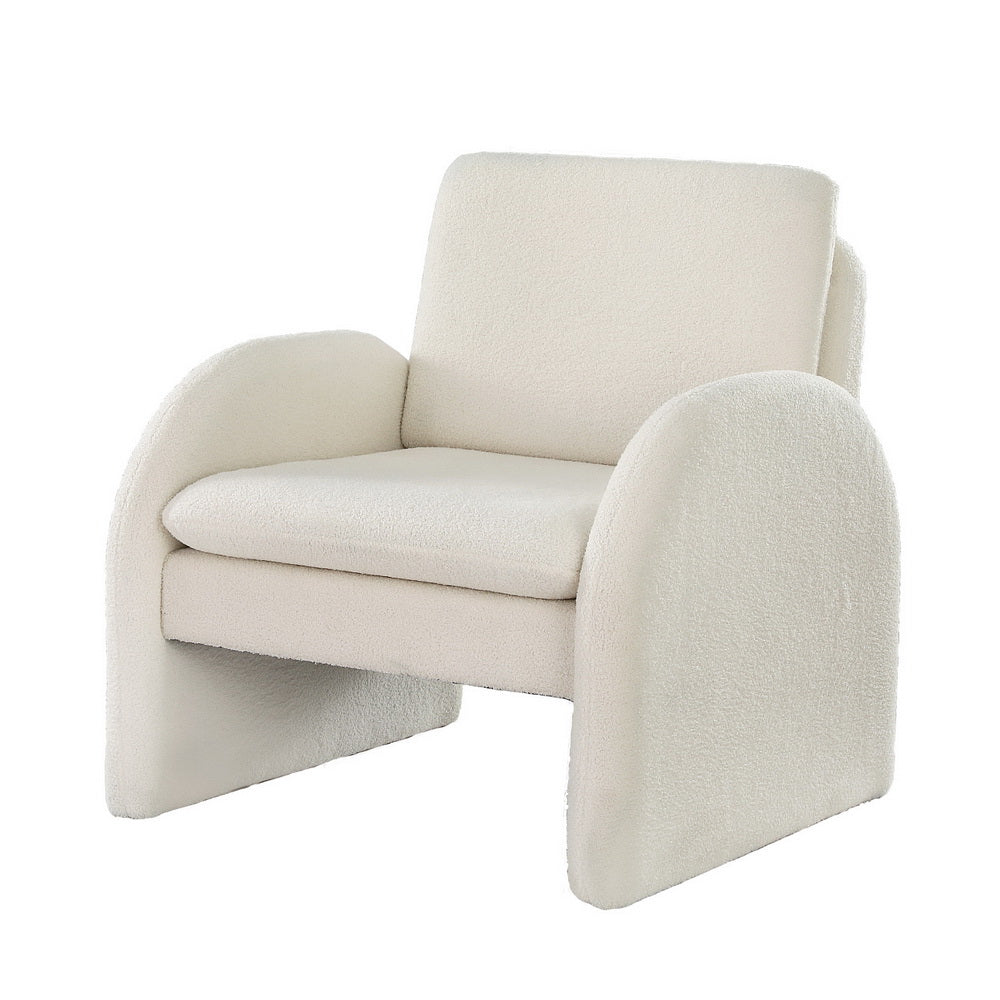 Artiss Accent Chair | Curved Tub Sofa | Lounge Armchair | Boucle Fabric | White